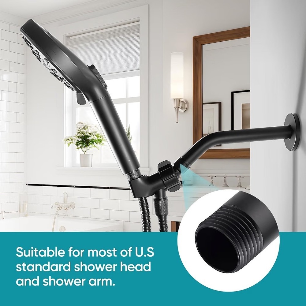 Cobbe Shower Arm with Flange and Teflon Tape, 6-Inches Wall Matte Black - Picture 2 of 2